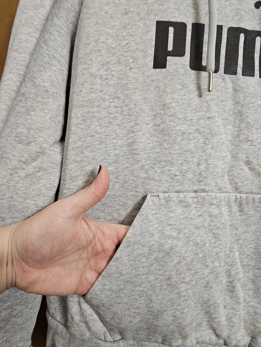 Big Boys kids Gray Grey Puma hoodie Hooded Pullover sweatshirt size XL youth